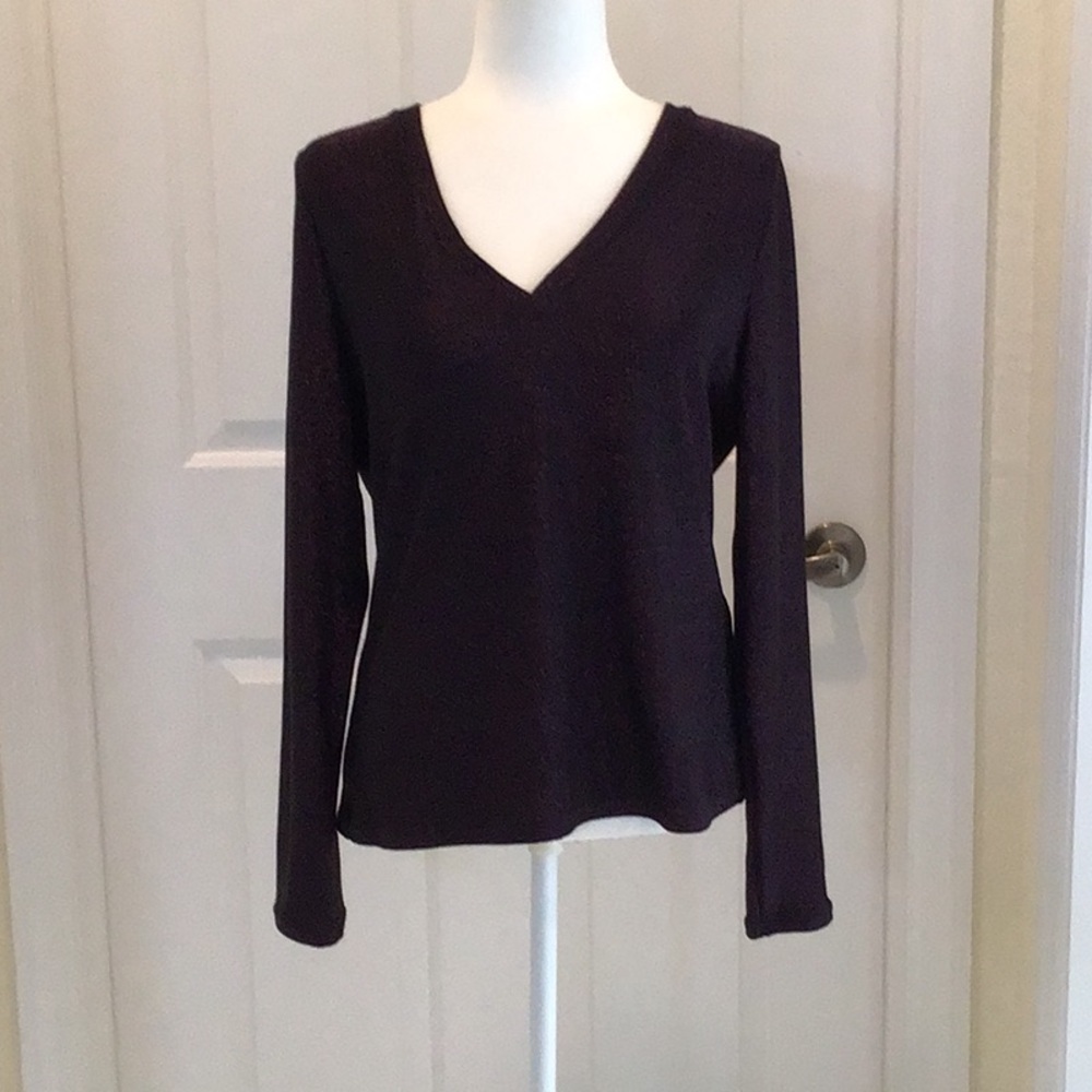 WHBM purple sparkle v neck long sleeve top - Picture 2 of 5